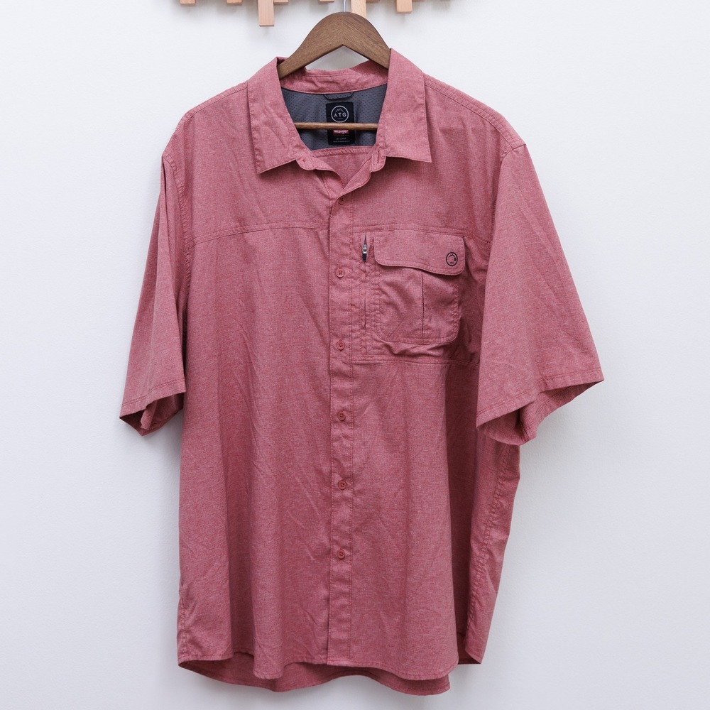 Wrangler ATG All Terrain Gear Mens 2XL Red Short Sleeve Outdoor Shirt